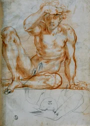 Studie eines Aktes, der mit seiner Hand einen Schatten wirft